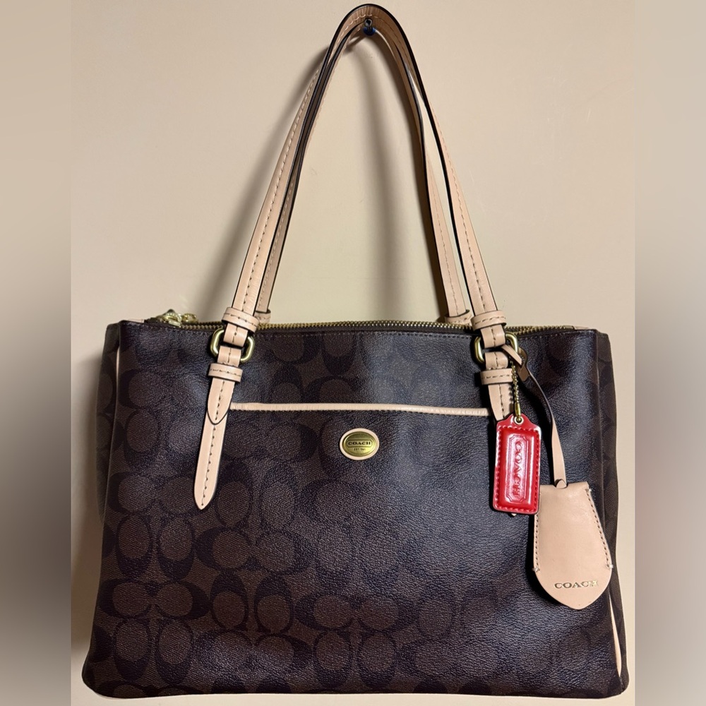 NWOT Y2K Coach  Signature Peyton Double Zip Carryall Shoulder Purse
